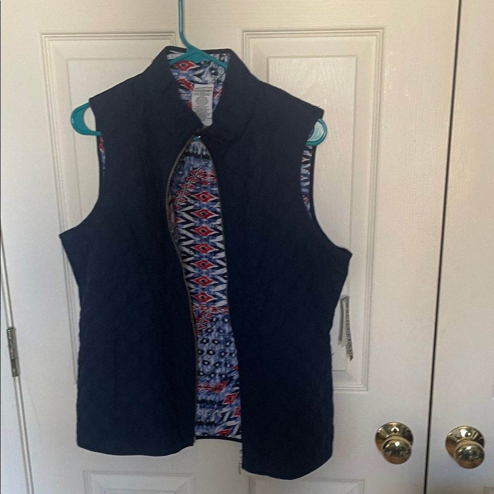 Alfred Dunner reversible new with tag Navy Blue Quilted Vest ladies size 8